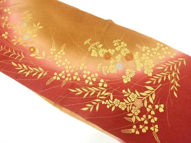 JAPANESE KIMONO / CHIRIN-TEXTILE / GOLD-PAINTED OBIAGE